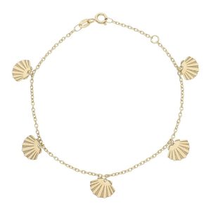 Pulsera oro 18kl mini charms conchas