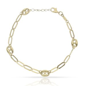 Pulsera oro 18kl calabrote + eslabones – 6mm