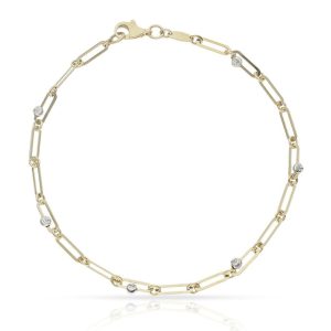 Pulsera oro 18kl bolas + eslabones – 3mm