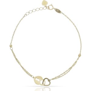 Pulsera oro 18kl candado + corazon