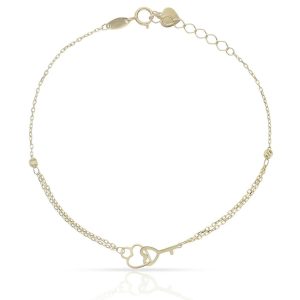 Pulsera oro 18kl llave + corazon