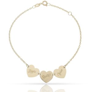 Pulsera oro 18kl corazones