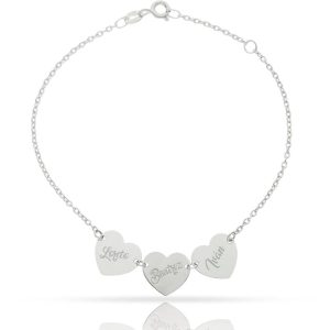 Pulsera oro blanco 18kl corazones