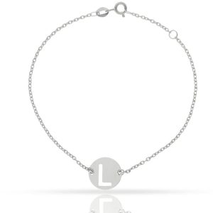 Pulsera oro blanco 18kl letra – 12mm