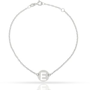 Pulsera oro blanco 18kl letra – 10mm