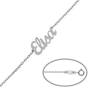 Pulsera oro blanco 18kl nombre pequeño