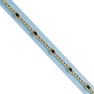Pulsera oro 18kl barbada piedra azul