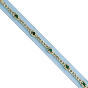 Pulsera oro 18kl barbada piedra verde