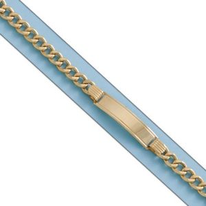 Pulsera hueca barbada placa oro 18kl