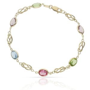 Pulsera oro 18kl colores y jaula