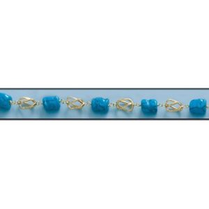 Pulsera oro 18kl turquesa y jaula