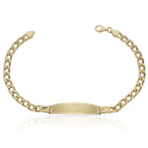 Pulsera oro 18kl hueca barbada placa
