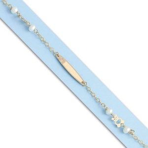 Pulsera oro 18kl circonita + perlas