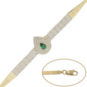 Pulseras oro 18kl verde y circonitas