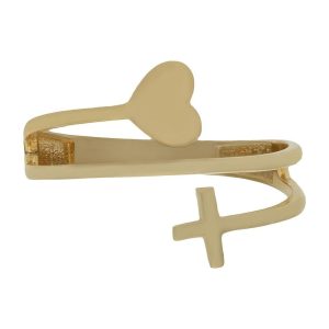 Sortija oro 18kl corazon + cruz