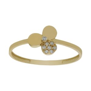 Sortija oro 18kl trebol circonitas