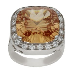 Sortija oro blanco 18kl – piedra champan