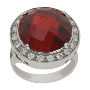 Sortija oro blanco 18kl – piedra paparaya
