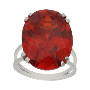 Sortija oro blanco 18kl – piedra paparaya
