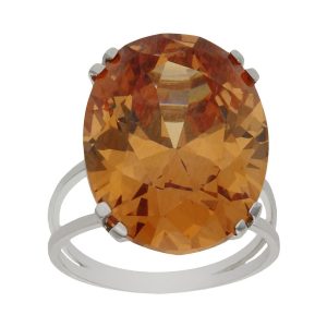 Sortija oro blanco 18kl – piedra champan