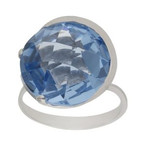 Sortija oro blanco 18kl – piedra azul