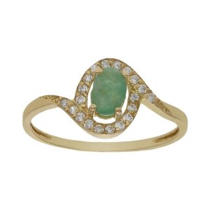 Sortija oro 18kl esmeralda fina circonitas