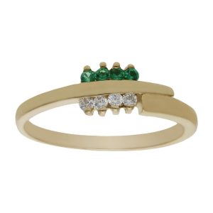 Sortija oro 18kl circonitas + piedras verdes