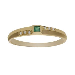 Sortija oro 18kl circonitas + piedra verde