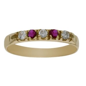 Sortija oro 18kl rubies finos + circonitas