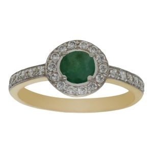 Sortija oro 18kl esmeralda fina + circonitas