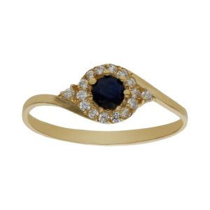 Sortija oro 18kl zafiro fino + circonitas
