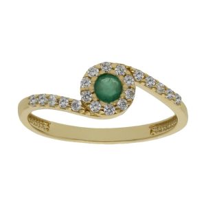 Sortija oro 18kl esmeralda fina + circonitas