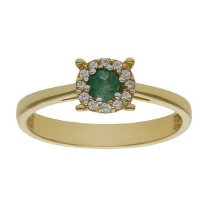 Sortija oro 18kl esmeralda fina + circonitas