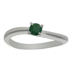 Sortija oro blanco 18kl esmeralda fina