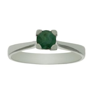 Sortija oro blanco 18kl esmeralda fina