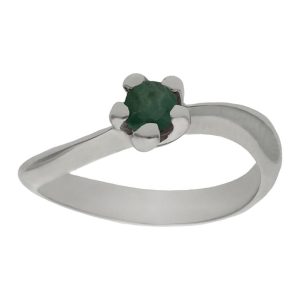 Sortija oro blanco 18kl esmeralda fina