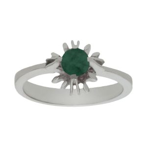Sortija oro blanco 18kl esmeralda fina