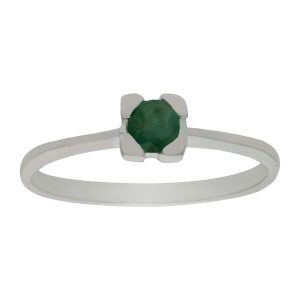 Sortija oro blanco 18kl esmeralda fina