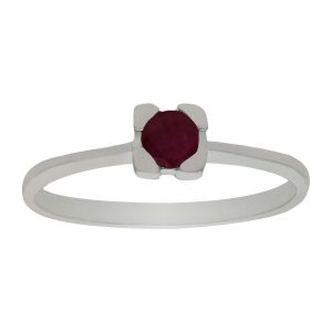 Sortija oro blanco 18kl rubi fino
