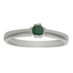 Sortija oro blanco 18kl esmeralda fina