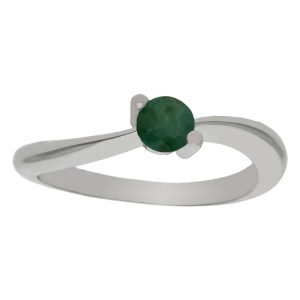 Sortija oro blanco 18kl esmeralda fina