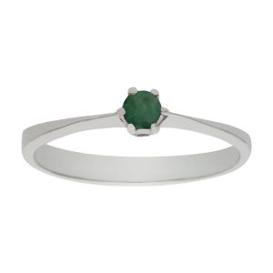 Sortija oro blanco 18kl esmeralda fina