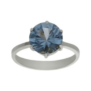 Sortija oro blanco 18kl – piedra azul