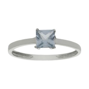 Sortija oro blanco 18kl – piedra azul