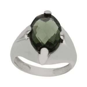 Sortija oro blanco 18kl – piedra verde