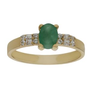 Sortija oro 18kl esmeralda fina + circonitas