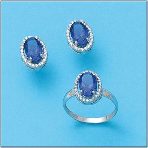 Sortija oro blanco 18kl crisopal azul