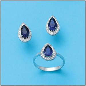 Sortija oro blanco 18kl crisopal azul