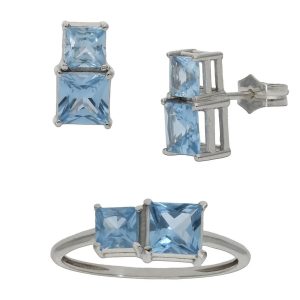 Sortija oro blanco 18kl azul