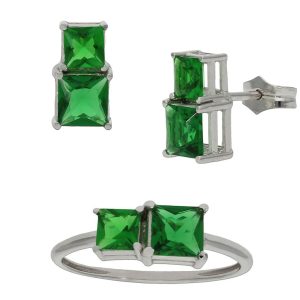 Sortija oro blanco 18kl verde